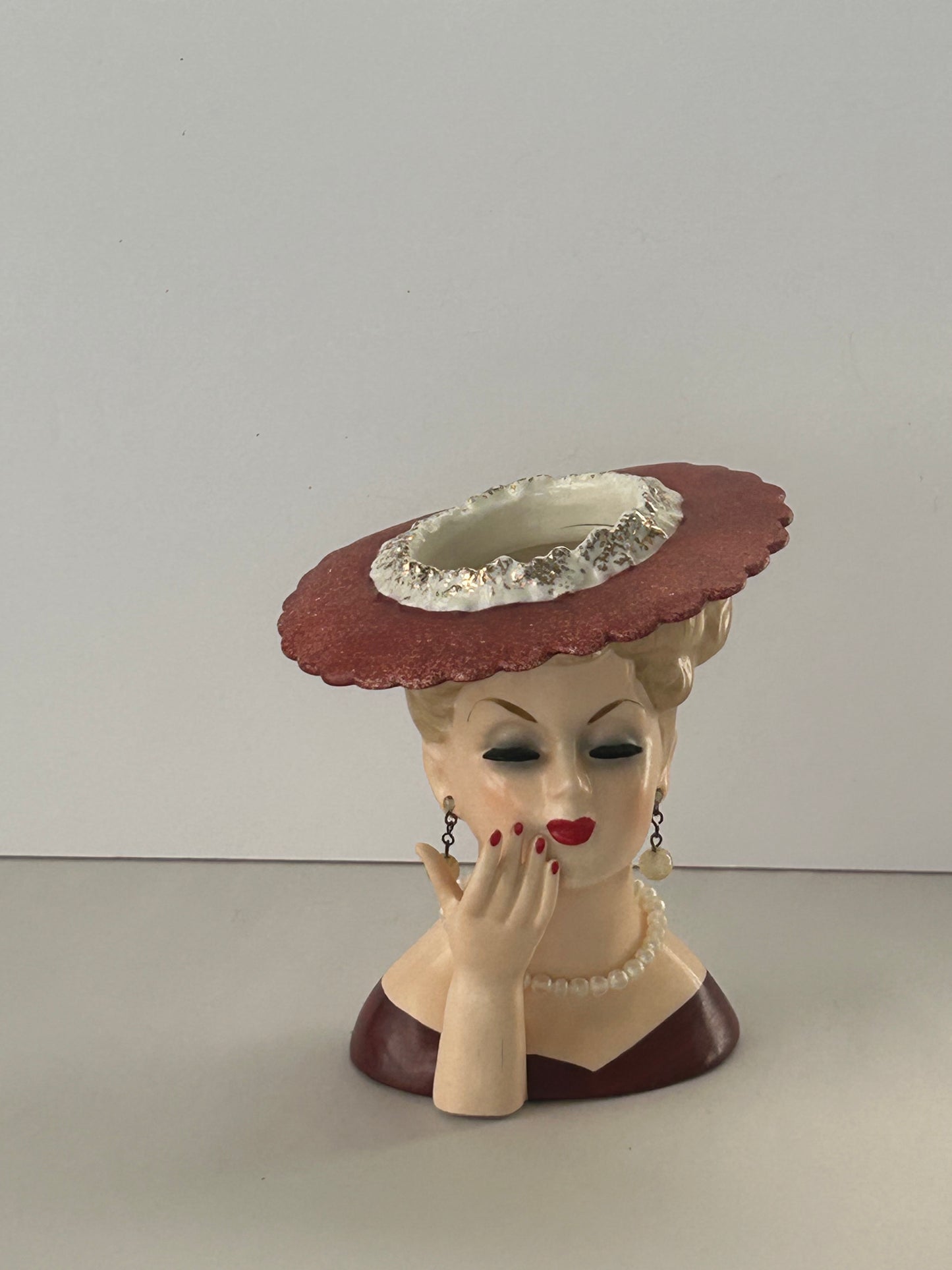 Custom - Lady Head Base - Plus Tree - Chocolate Dress Lady with Pearls