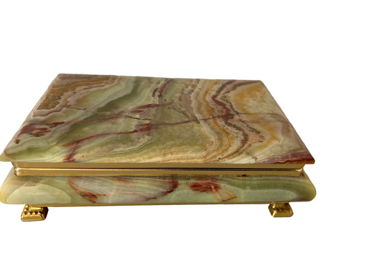 Vintage green onyx trinket box