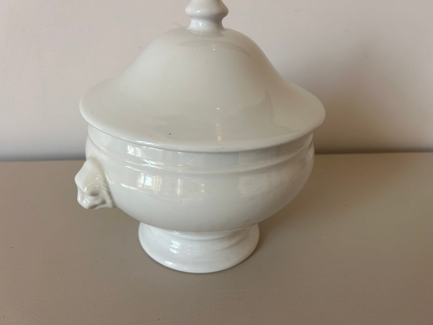 Antique white porcelain soup tureen