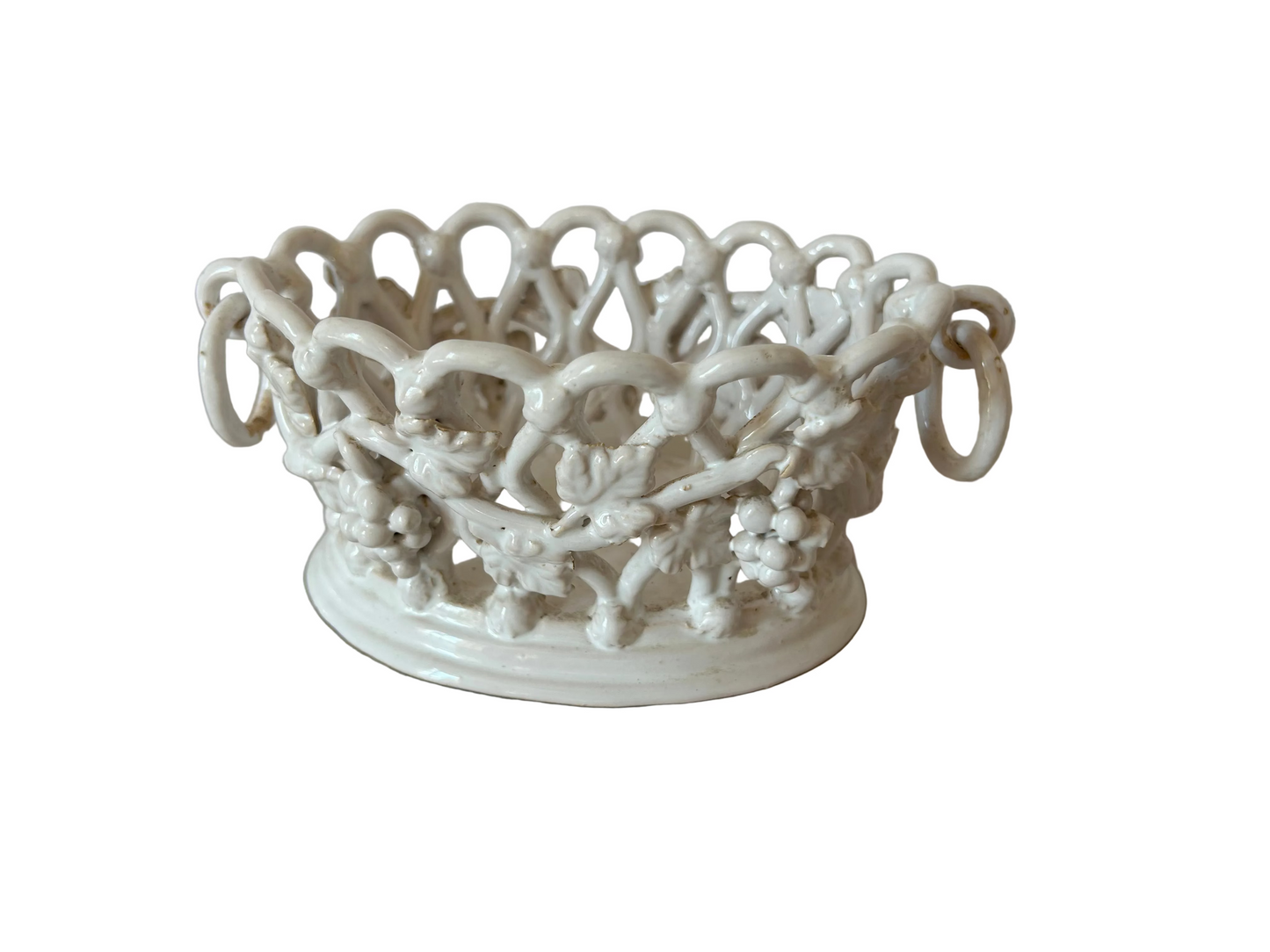 Jardinière Malicorne en faïence by Émile Tessier, a white earthenware planter or fruit bowl