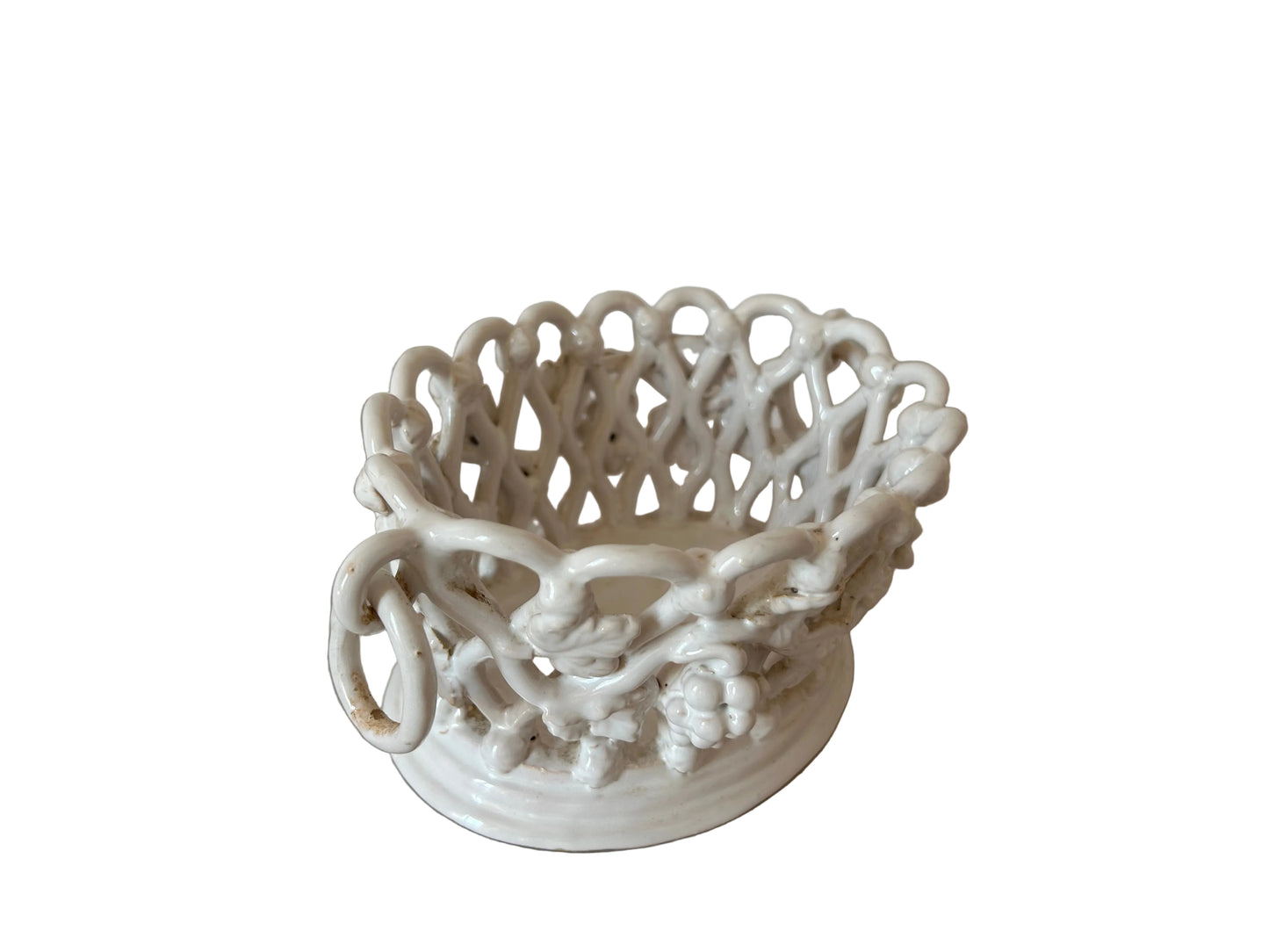 Jardinière Malicorne en faïence by Émile Tessier, a white earthenware planter or fruit bowl