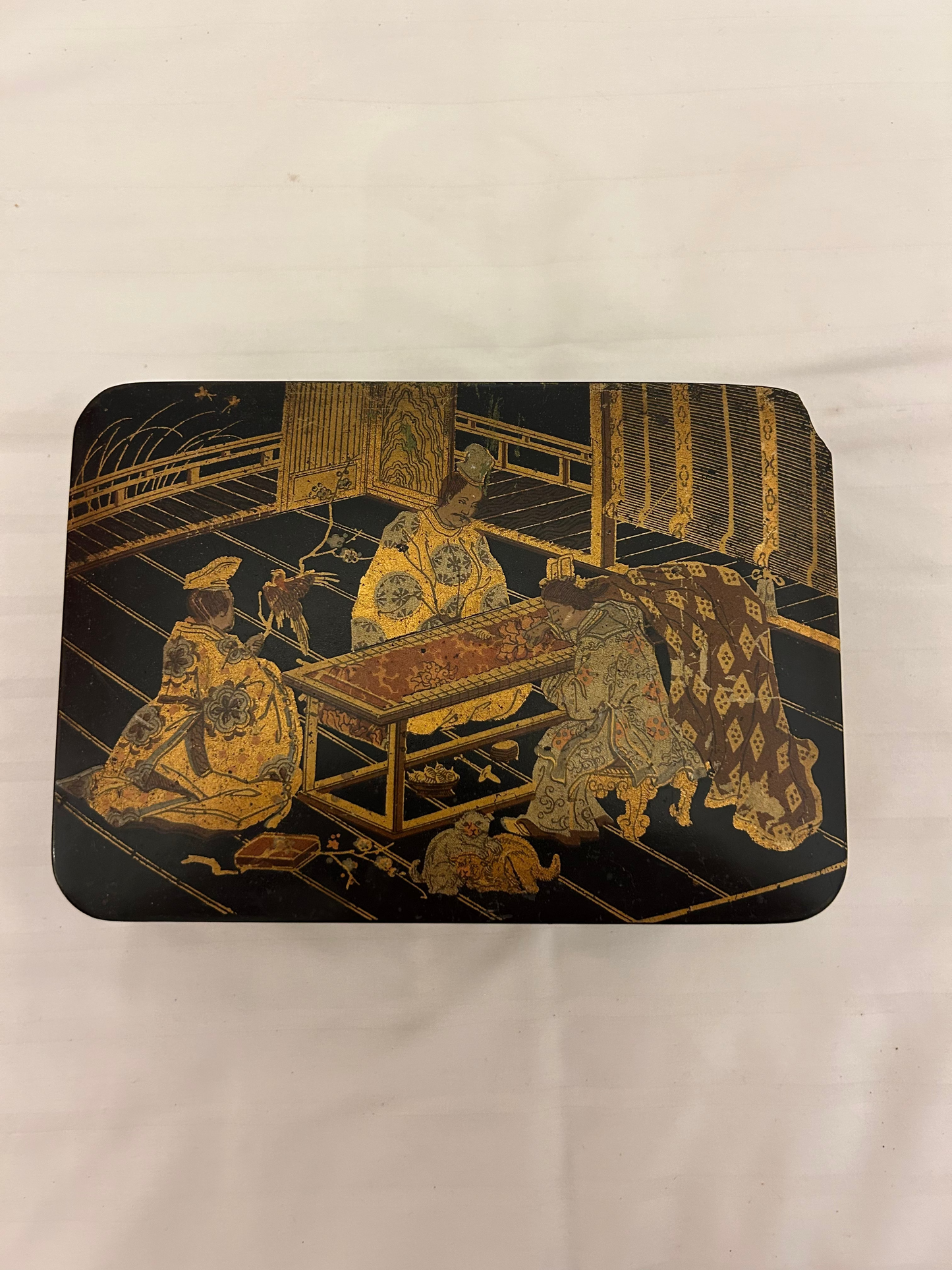 Antique Japanese black lacquer box, likely dating from the Meiji period