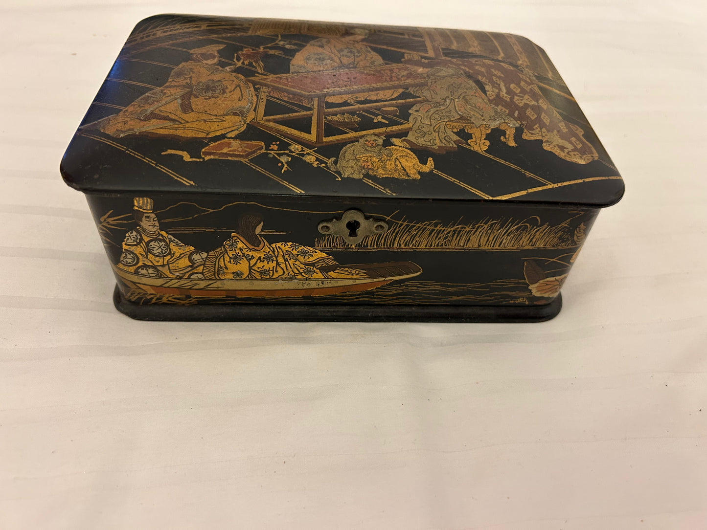 Antique Japanese black lacquer box, likely dating from the Meiji period