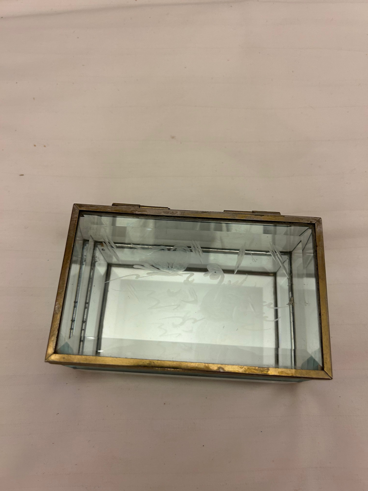 Vintage rectangular trinket box - with Swan Motif