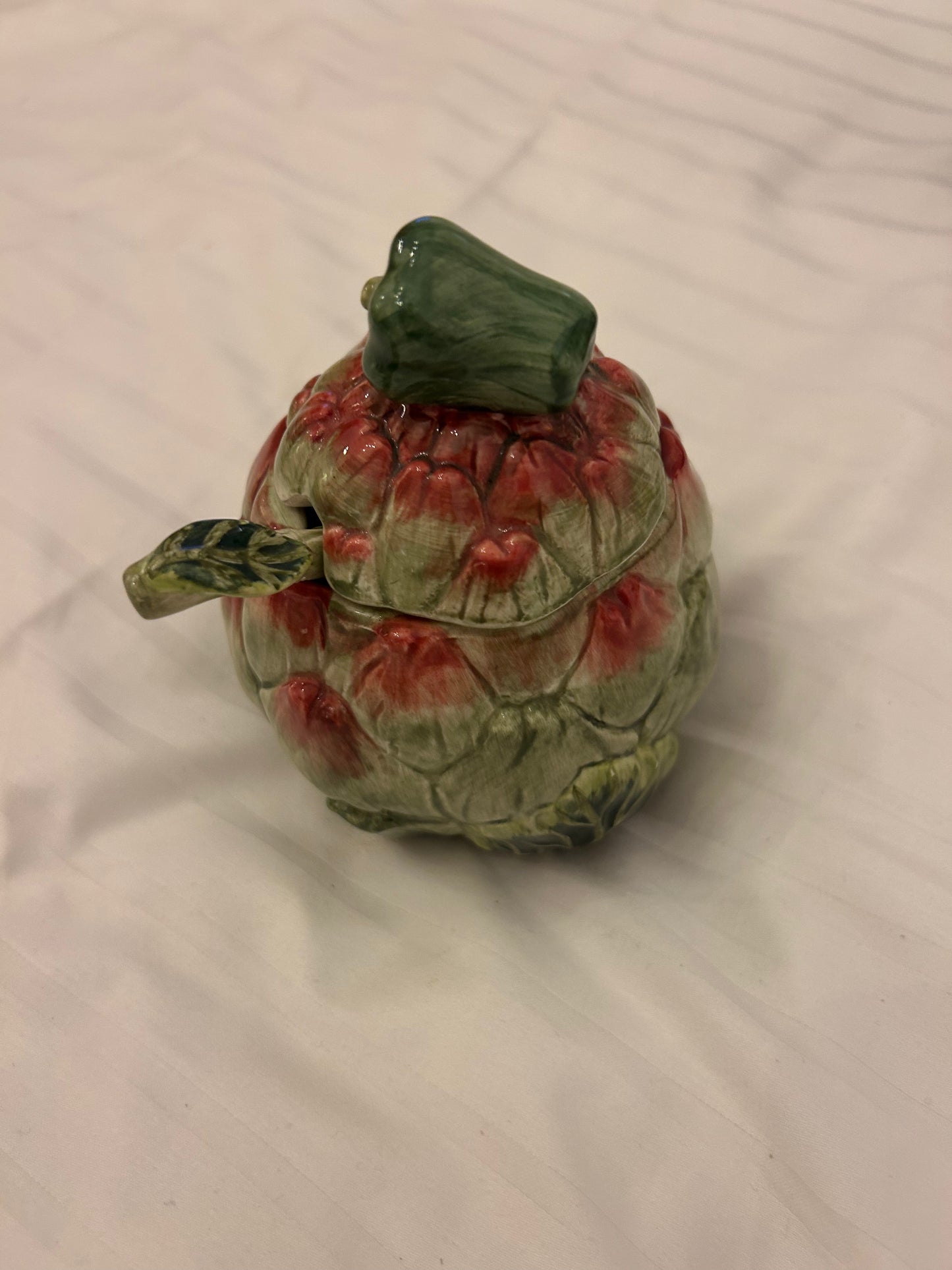 French Market artichoke-shaped lidded canister or serving dish