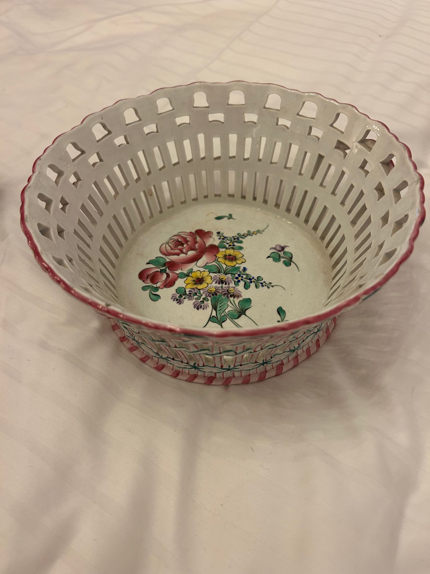 French faience lattice basket