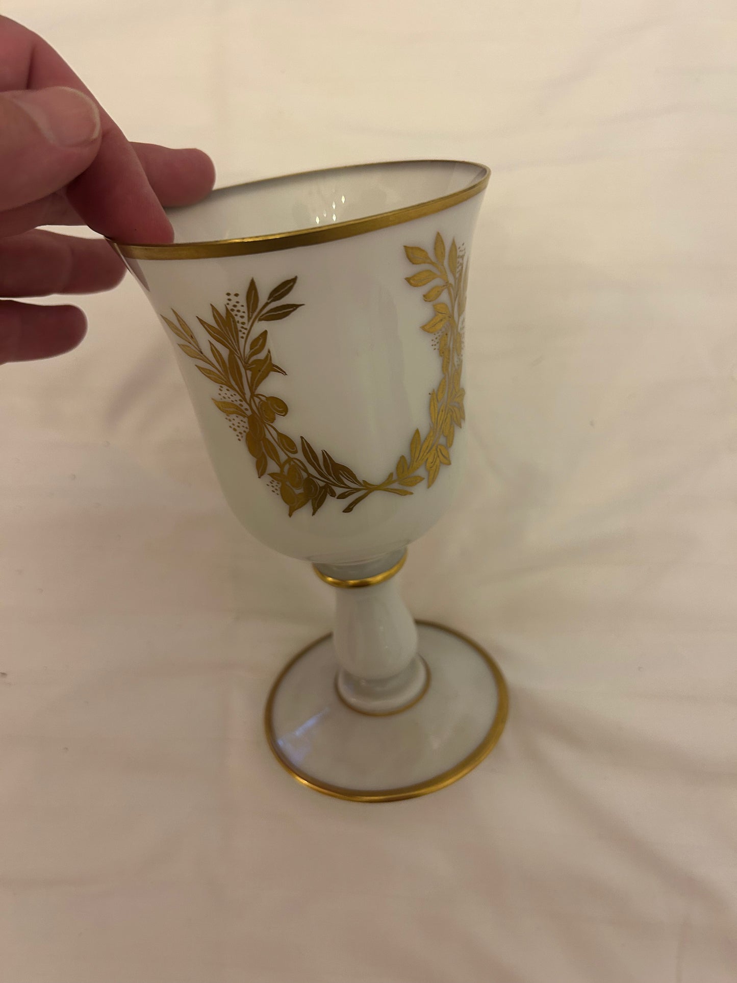 ntique French opaline glass marriage goble