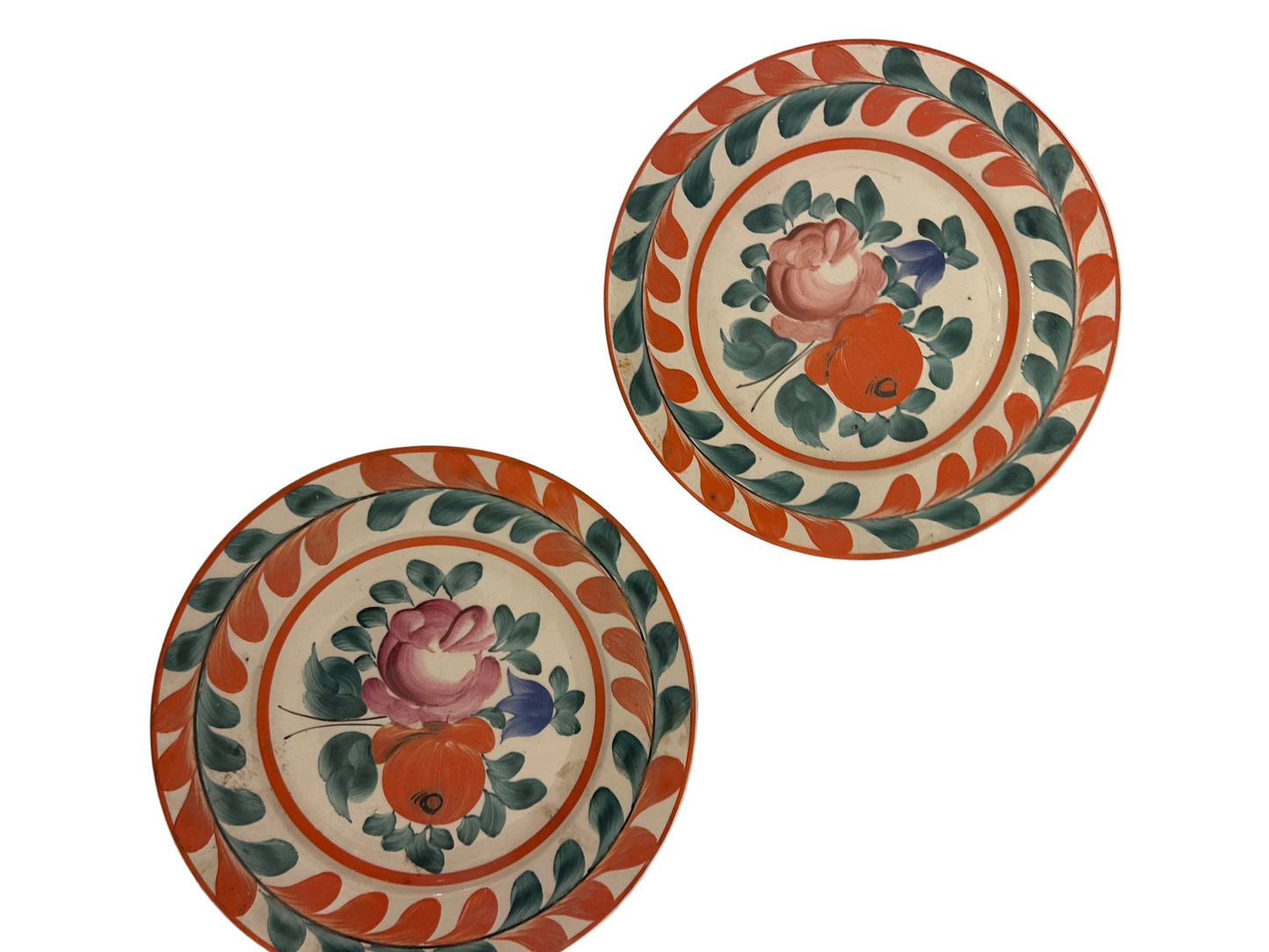 vintage Hungarian folk art ceramic wall plates - Pair