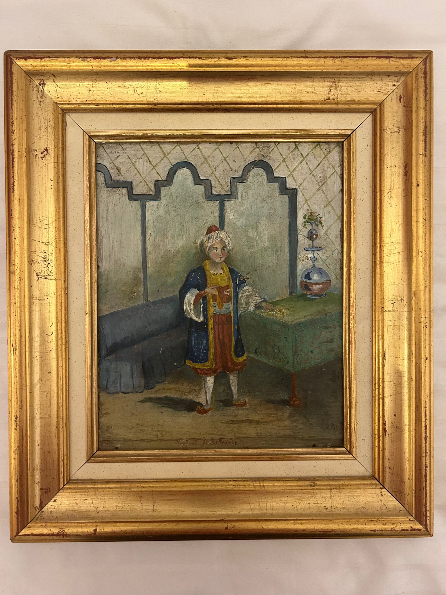 Antique Orientalist style oil painting,
