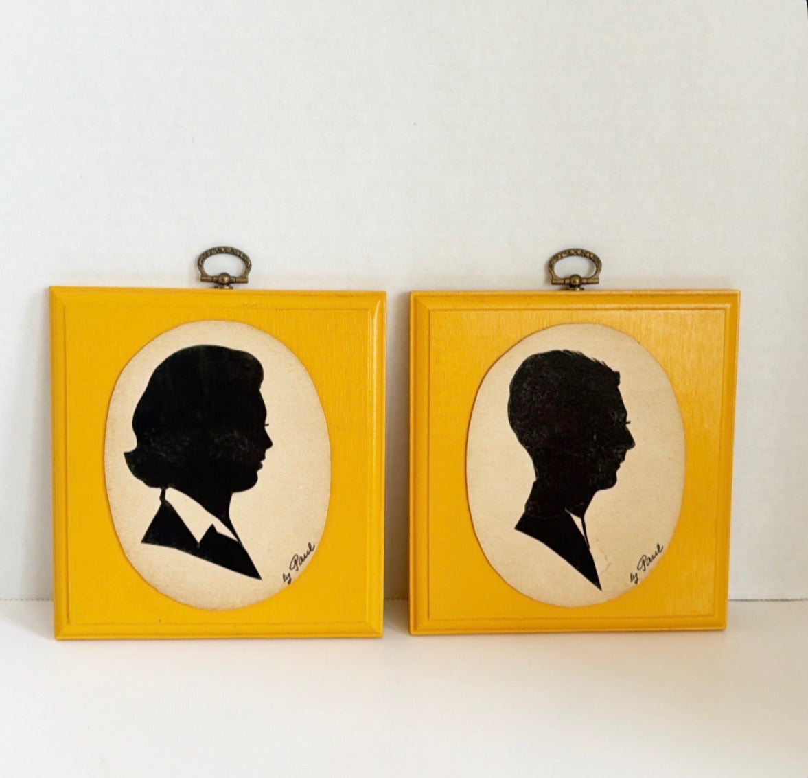 Pair of original hand drawn silhouette