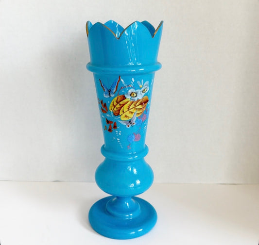 Antique turquoise blue Bristol wear vase