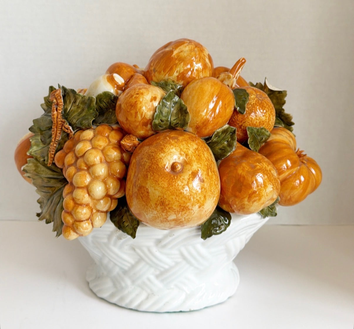 Vintage Italian ceramic fruit basket.