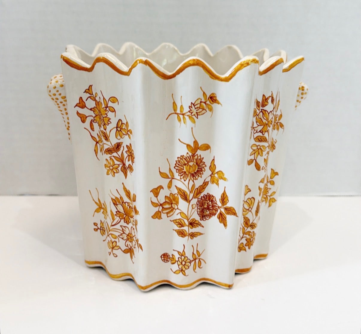 vintage Tiffany &amp; Co. French faience ceramic wine holder or cachepot