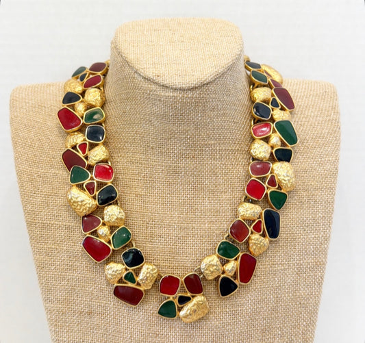 Rare vintage signed Anne Klein designer statement necklace