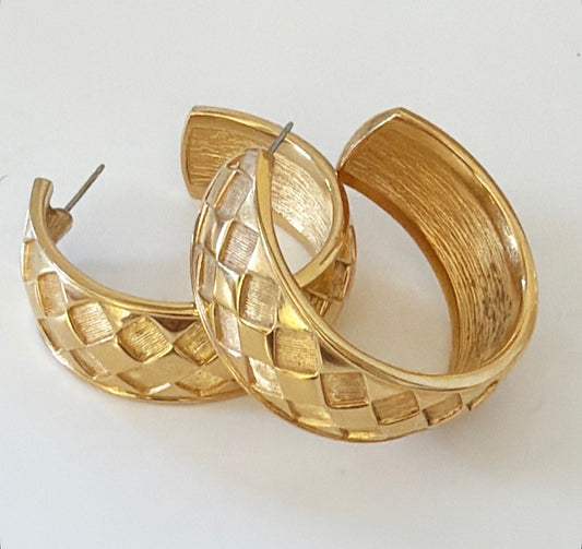 Pair of signed vintage Anne Klein statement style hoop earrings.