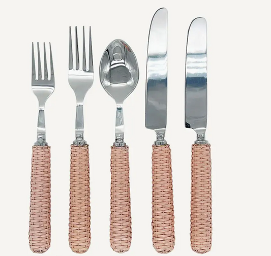 Rattan Pink Flatware - Set of 5