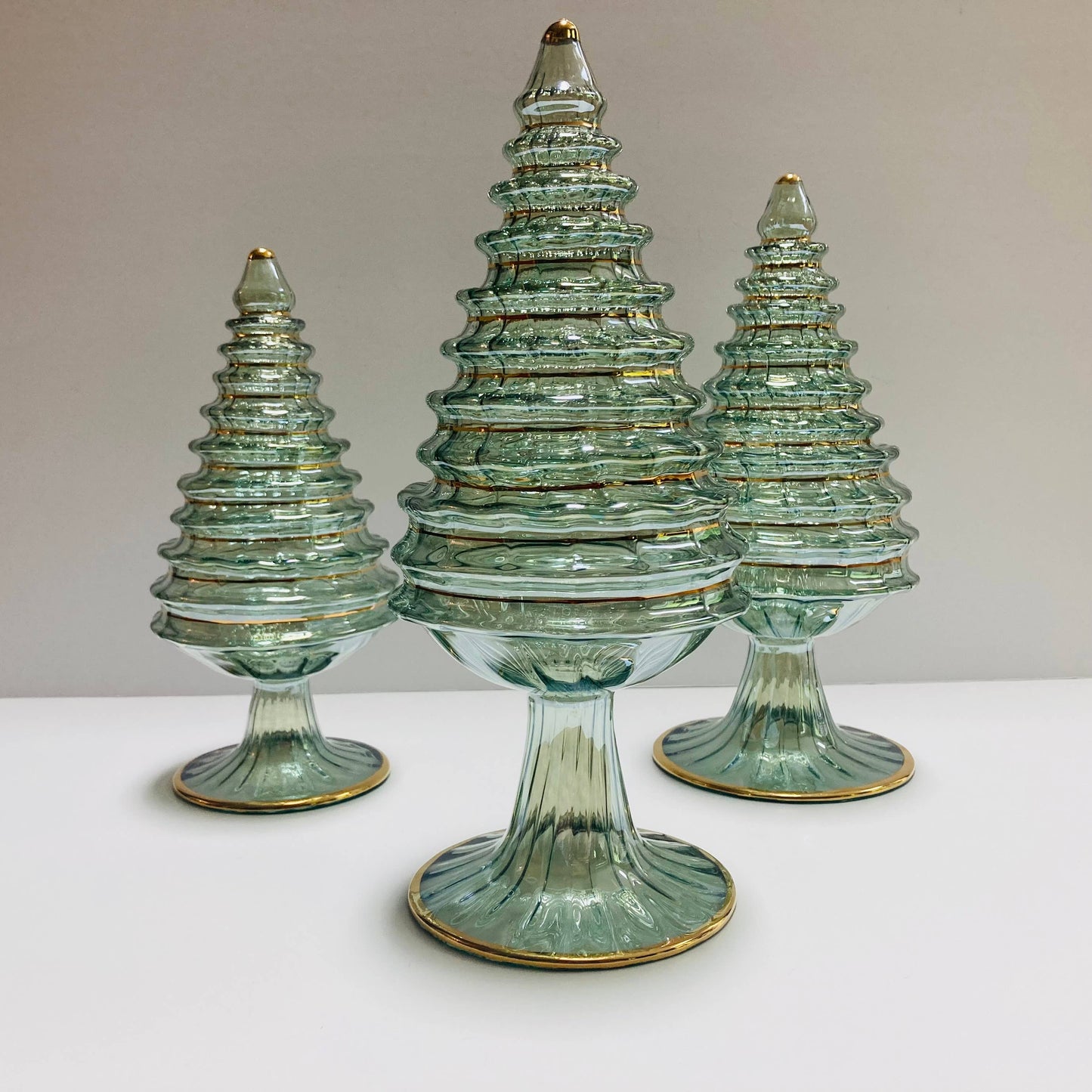 Blown Glass Tabletop Christmas Tree - Green Spruce: Tall