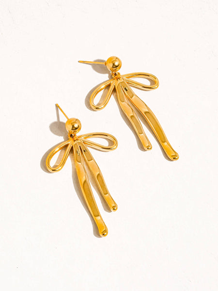 Oliver 18K Gold Non-Tarnish Bow Dangle Earring: Yellow Gold