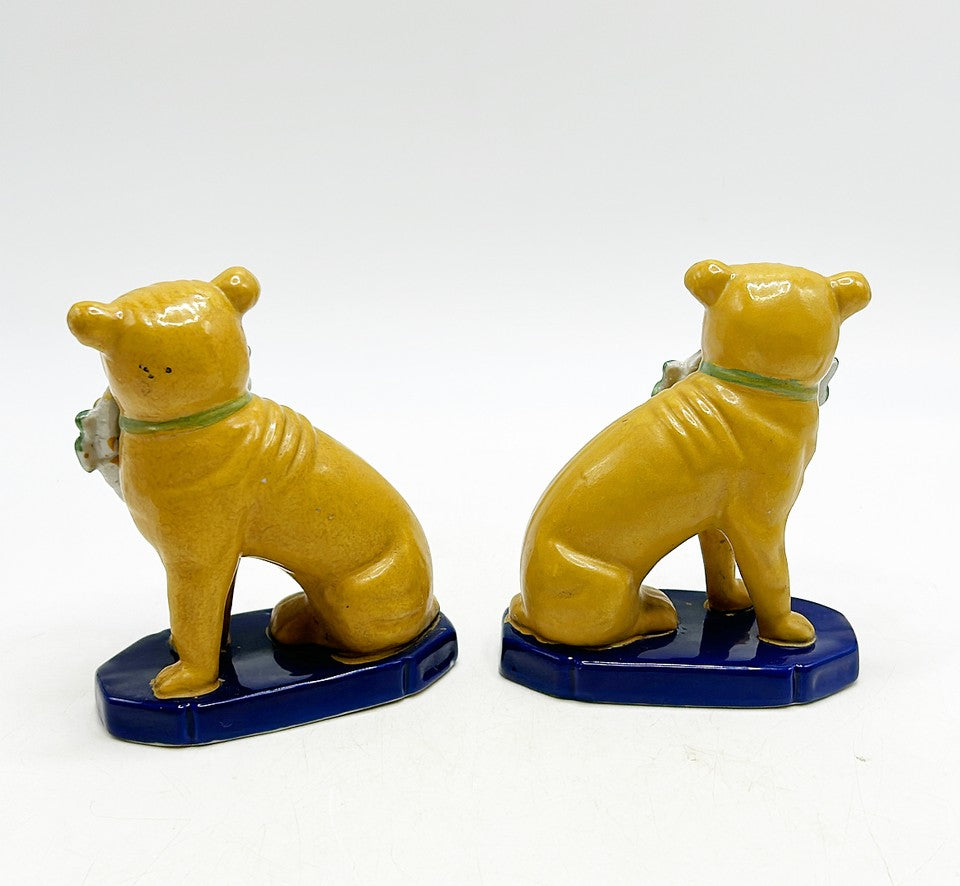 Antique pair of pug Staffordshire style pug dogs.