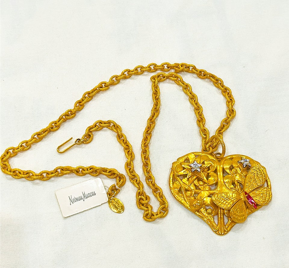Amazing signed Philippe Ferrandis Paris stamped large statement piece necklace.