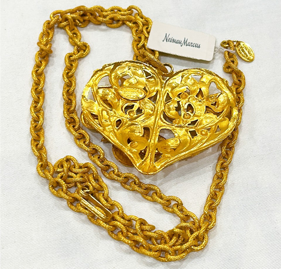 Amazing signed Philippe Ferrandis Paris stamped large statement piece necklace.