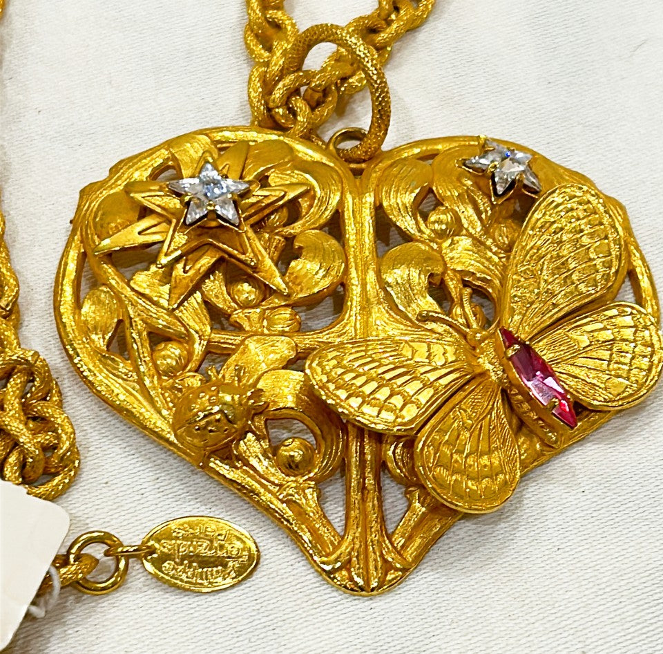 Amazing signed Philippe Ferrandis Paris stamped large statement piece necklace.