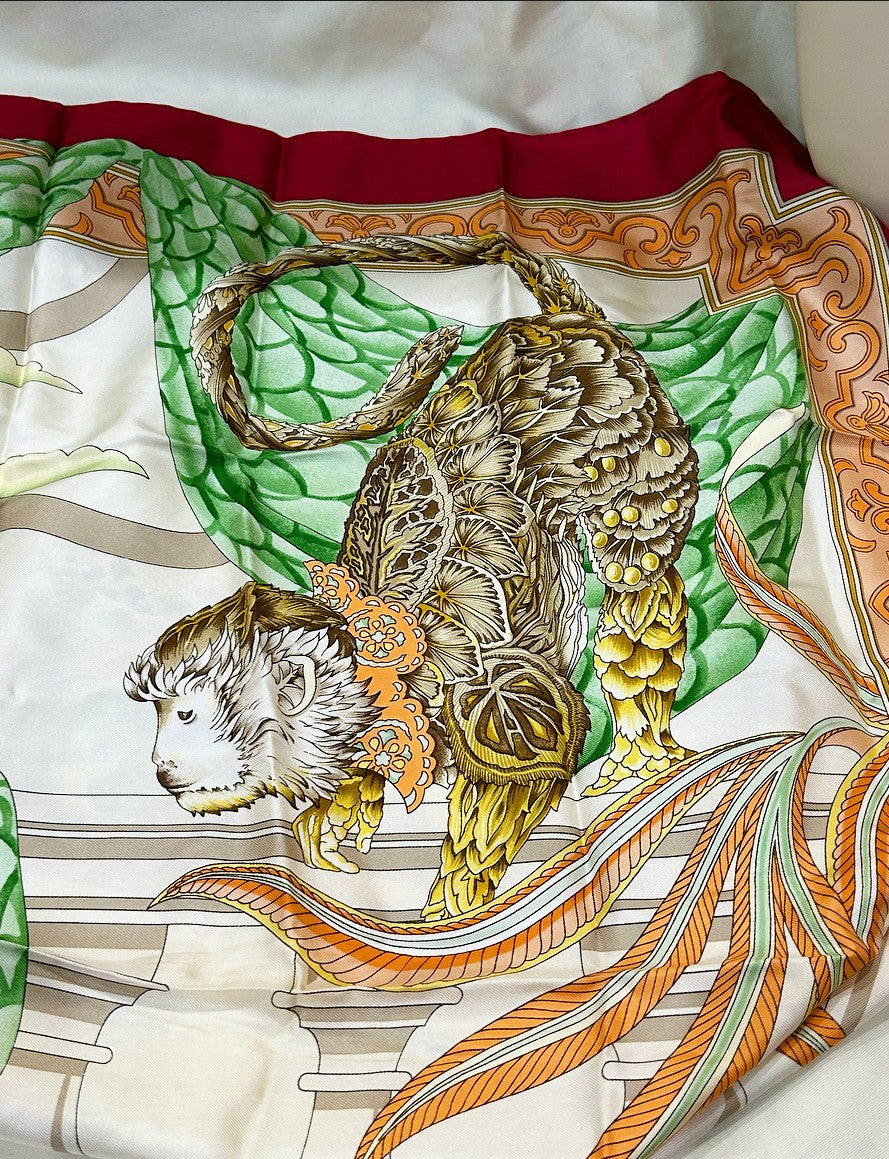 Vintage 80s Salvatore Ferragamo 100% silk scarf.