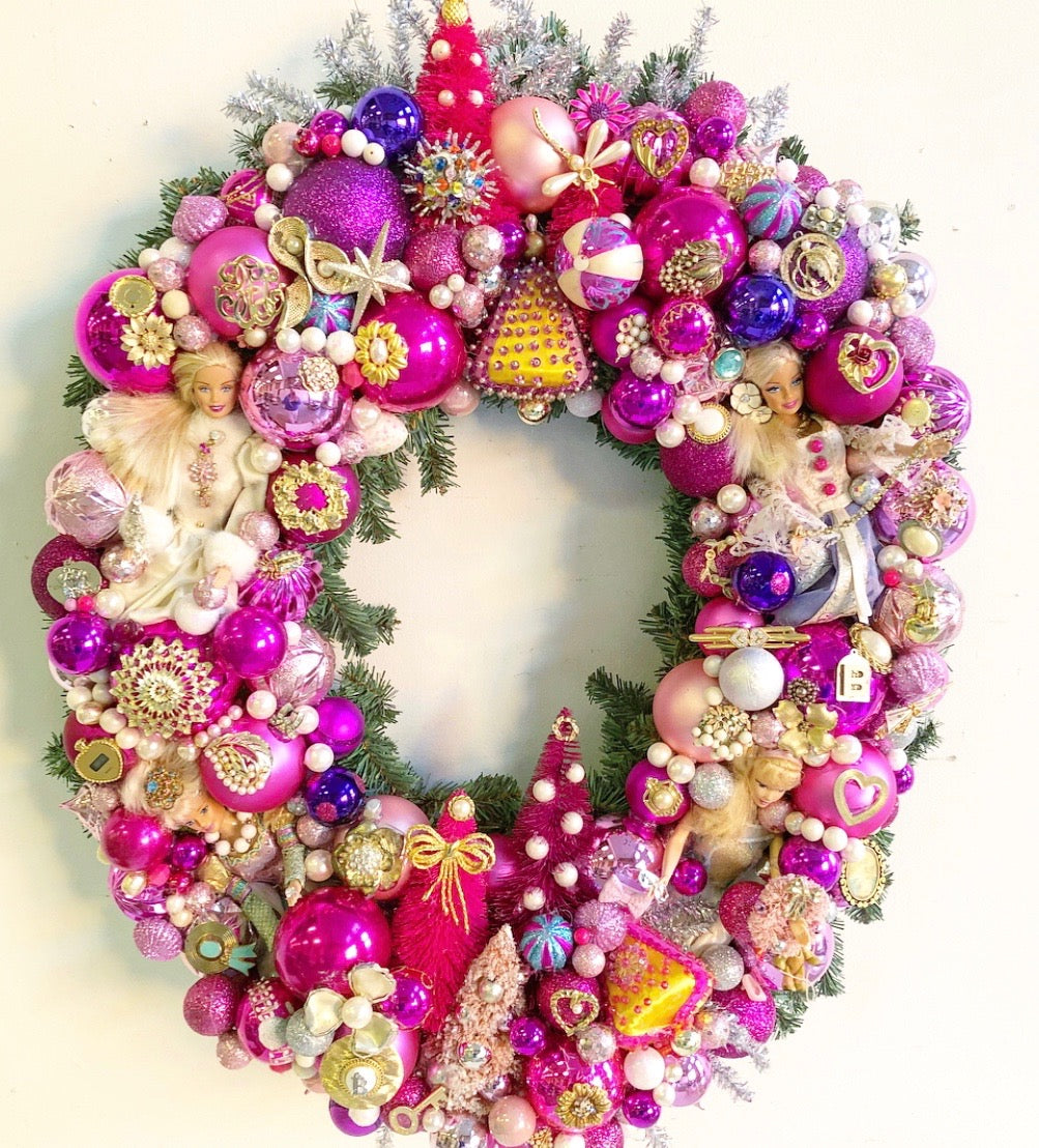 Custom Barbie and Vintage Jewelry Wreath