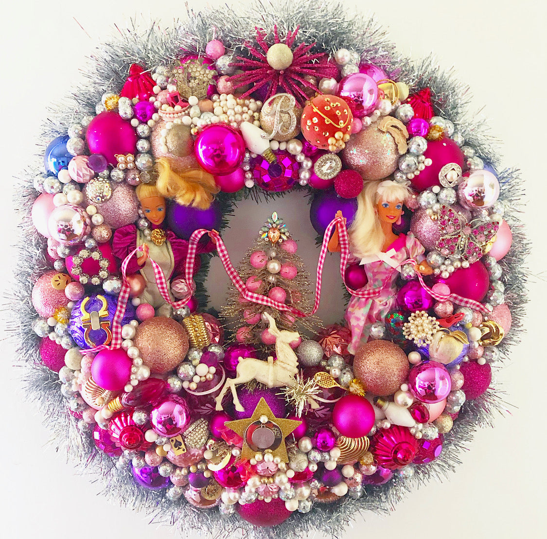 Custom Barbie and Vintage Jewelry Wreath