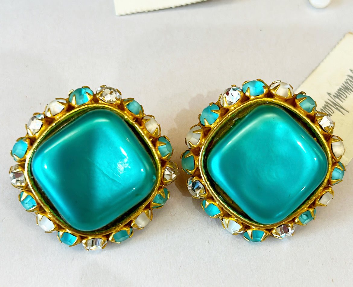 Blue Square Earrings