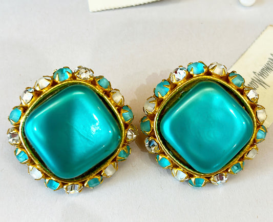 Blue Square Earrings